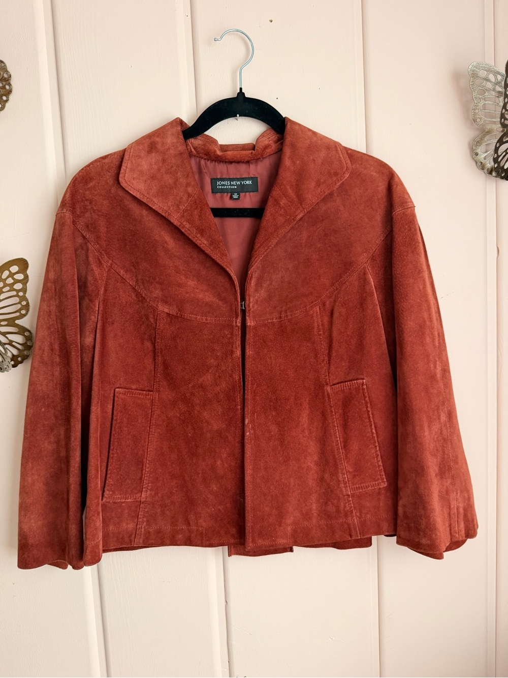 Jones New York Burnt Orange Suede hook&eye Jacket szM
